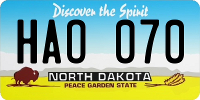 ND license plate HAO070