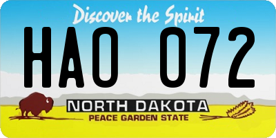 ND license plate HAO072