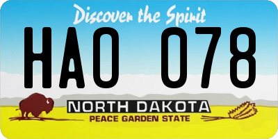 ND license plate HAO078