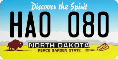 ND license plate HAO080