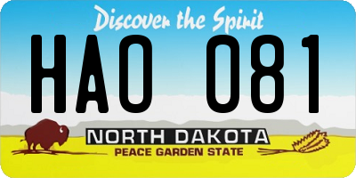 ND license plate HAO081