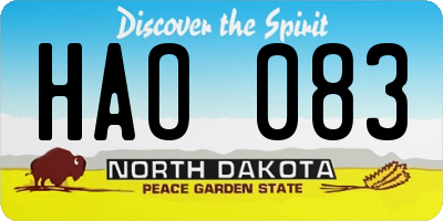 ND license plate HAO083