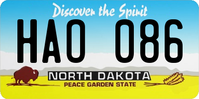 ND license plate HAO086