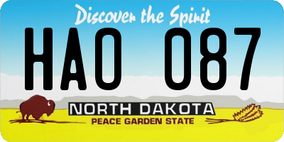 ND license plate HAO087