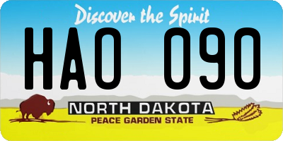 ND license plate HAO090