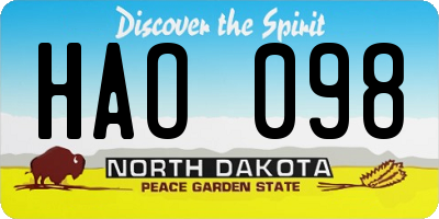 ND license plate HAO098