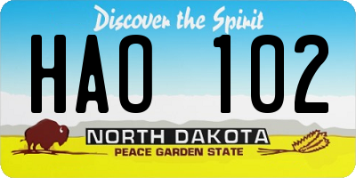 ND license plate HAO102