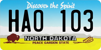 ND license plate HAO103