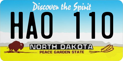 ND license plate HAO110