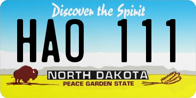 ND license plate HAO111