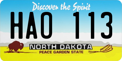 ND license plate HAO113