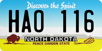 ND license plate HAO116