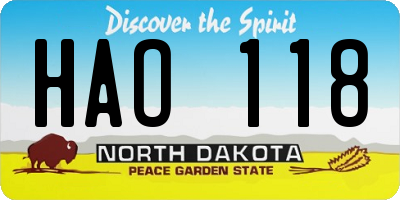 ND license plate HAO118