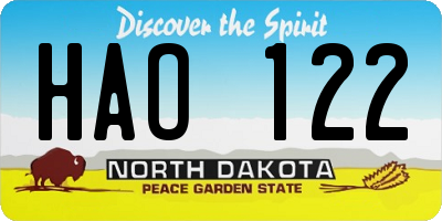 ND license plate HAO122