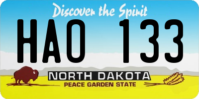 ND license plate HAO133