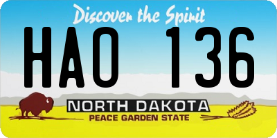 ND license plate HAO136