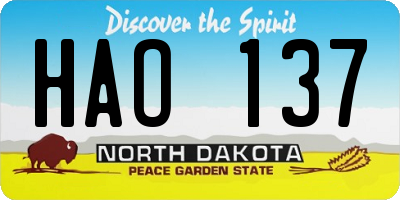 ND license plate HAO137