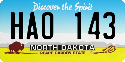 ND license plate HAO143