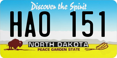 ND license plate HAO151