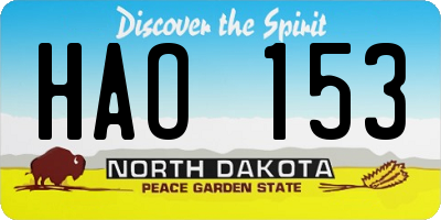 ND license plate HAO153