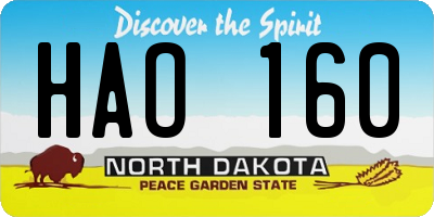 ND license plate HAO160