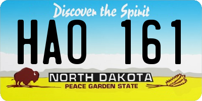 ND license plate HAO161