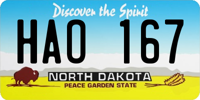 ND license plate HAO167
