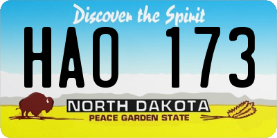 ND license plate HAO173