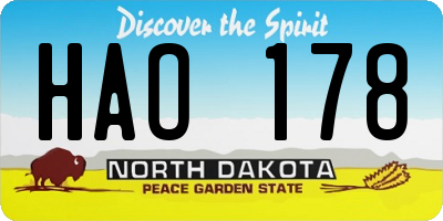ND license plate HAO178