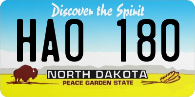 ND license plate HAO180