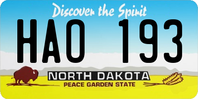 ND license plate HAO193