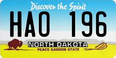 ND license plate HAO196