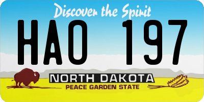 ND license plate HAO197