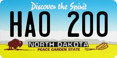 ND license plate HAO200