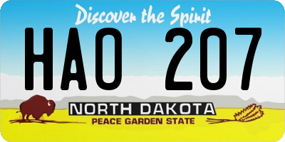 ND license plate HAO207