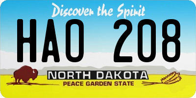 ND license plate HAO208