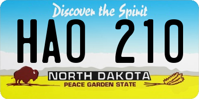 ND license plate HAO210