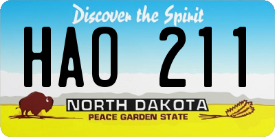 ND license plate HAO211