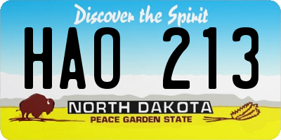 ND license plate HAO213