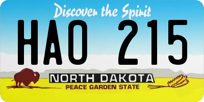 ND license plate HAO215