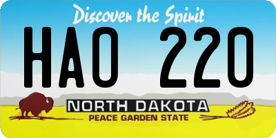 ND license plate HAO220