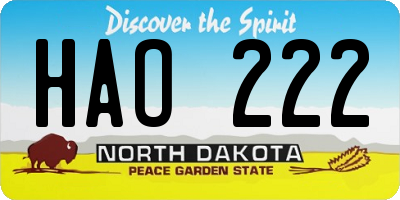 ND license plate HAO222