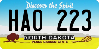 ND license plate HAO223