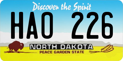 ND license plate HAO226