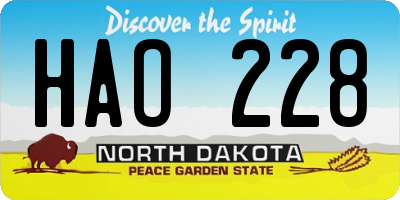 ND license plate HAO228