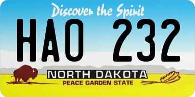 ND license plate HAO232
