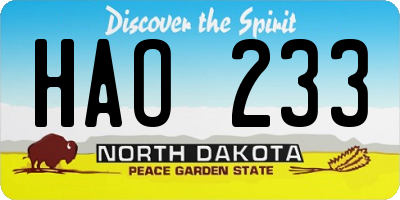ND license plate HAO233