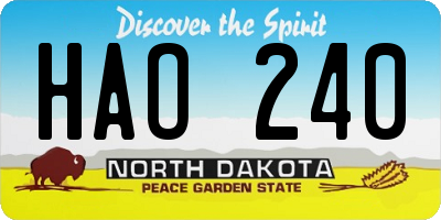 ND license plate HAO240