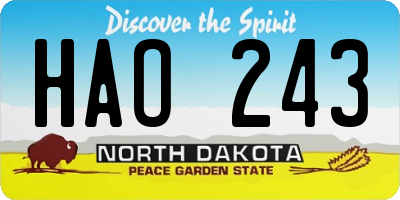 ND license plate HAO243