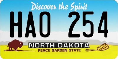 ND license plate HAO254